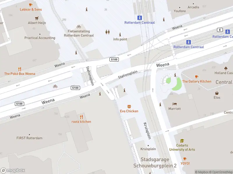 Traumahelikopter met grote spoed naar de Weena in Rotterdam