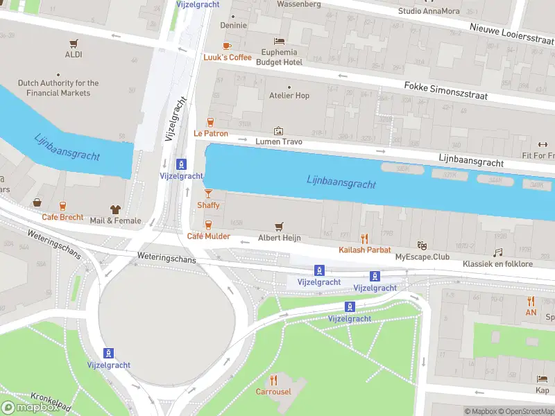 Brandweer met gepaste spoed naar de Weteringschans in Amsterdam