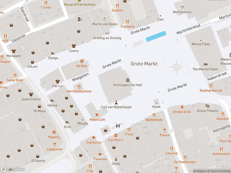 Brandweer met grote spoed naar de Grote Markt in Groningen vanwege afgaan automatisch brandalarm