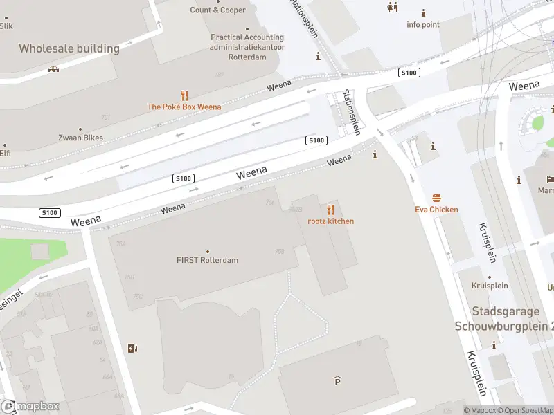 Ambulance met grote spoed naar de Weena in Rotterdam