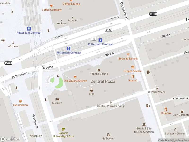 Ambulance met grote spoed naar de Weena in Rotterdam