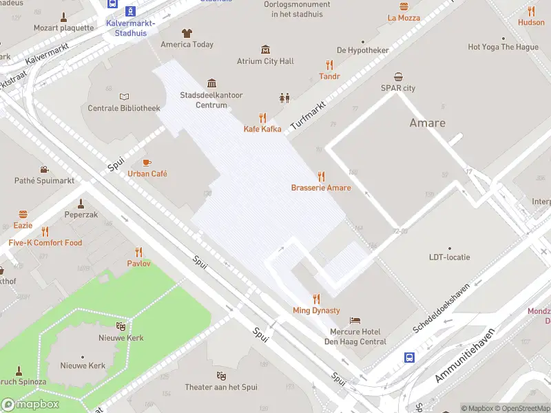 Ambulance met grote spoed naar de Spuiplein in 's-Gravenhage